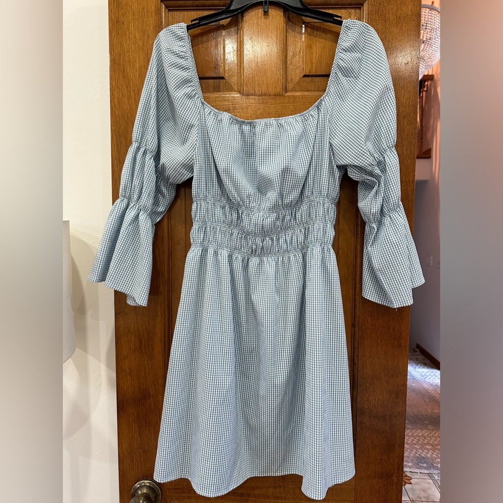 Lulu's Blue Gingham Midi Dress